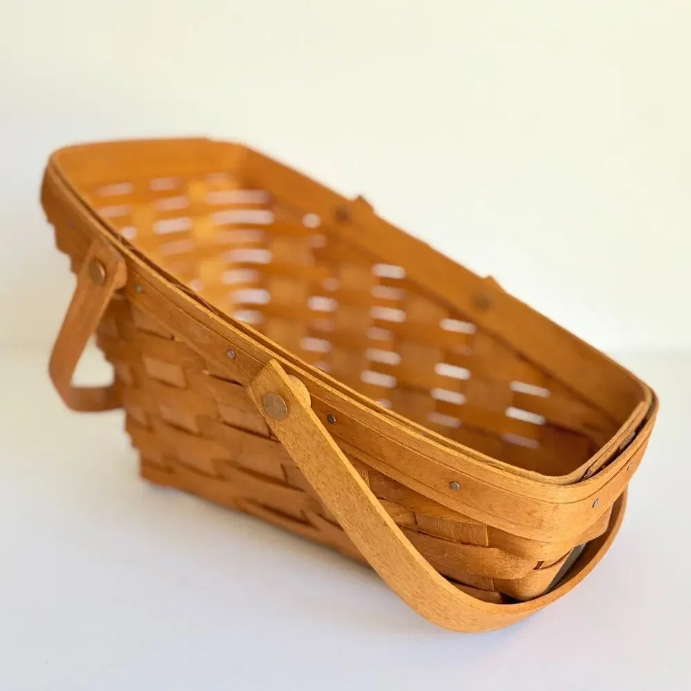 Longaberger Basket 1992 Market Style Swing Handle Handwoven USA Pre Tag